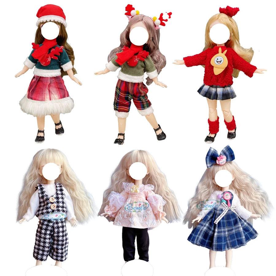 2022 New Christmas Clothes for 1/6 Doll JK Uniform Plaid Set for 12 inch BJD Dolls Dresses New Year Gifts for Children