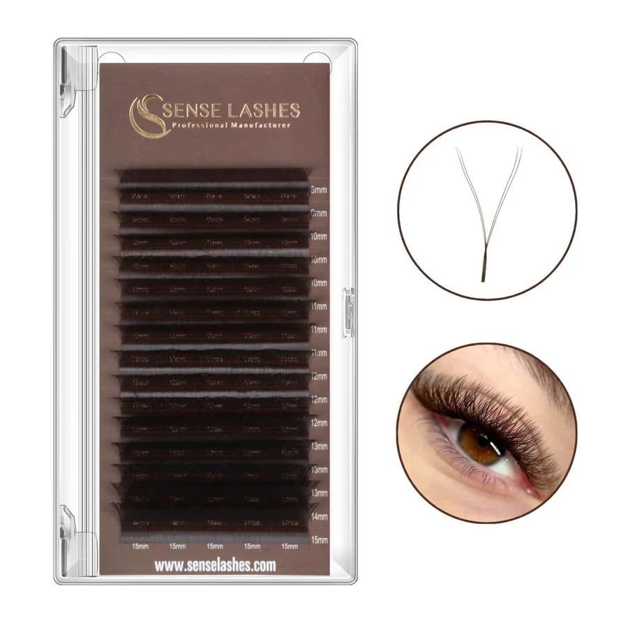 SENSE LASHES 16 Rows YY Shape Eyelashe Dark Brown Premade Volume Fans Faux Mink Natural Soft Brazilian Individual Lashes