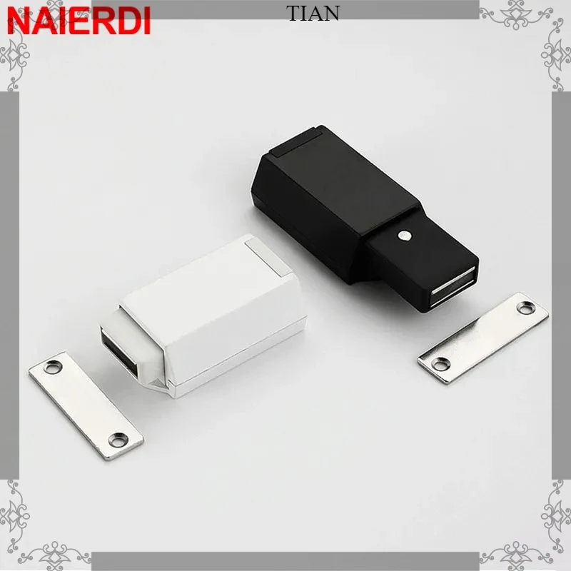 NAIERDI Cabinet Magnets Door Catch,Heavy Duty Push to Open Magnetic Cabinet Latch,Replacement Handle,Push to Open Cabinet Catch