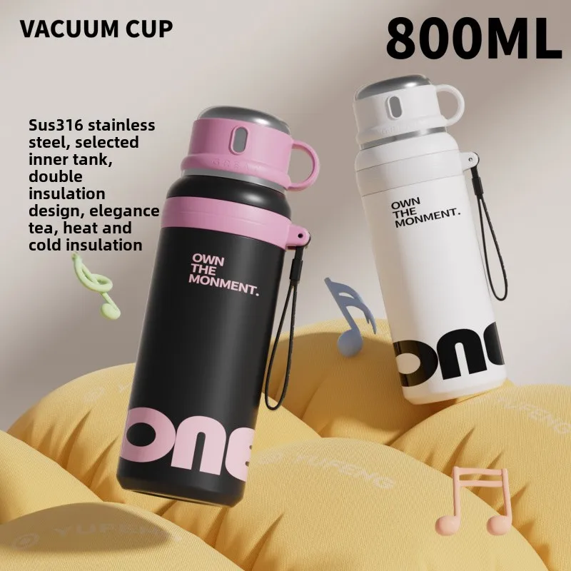 

Спортивная бутылка для воды, 1000 мл, термос из нержавеющей стали 3-в-1, вакуумная чашка для воды с соломинкой и крышкой для спортзала, пешего туризма на открытом воздухе