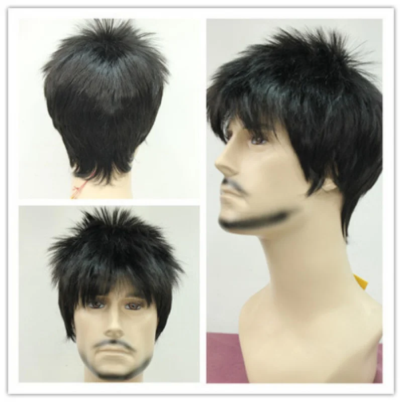 

Men Wig Male Daily Wear Hair Full Wig Short Straight Wigs Bla Wig Wig Cap