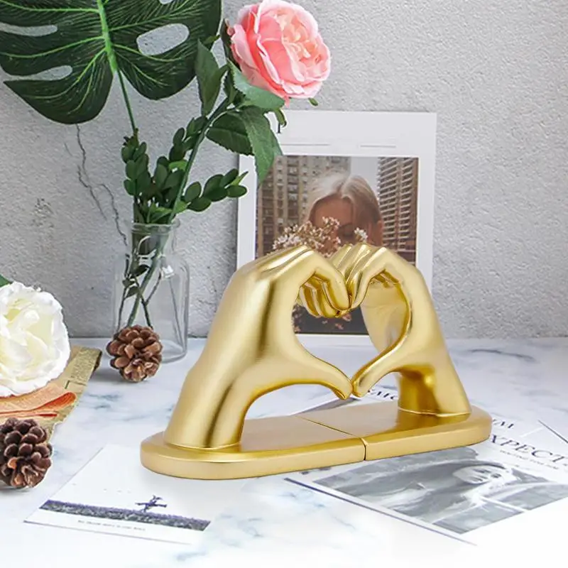 Love Finger Statue Decorative Heart Shape Finger Statue Bookends Finger Heart Shaped Figurine Bookend For Bookshelves Coffee