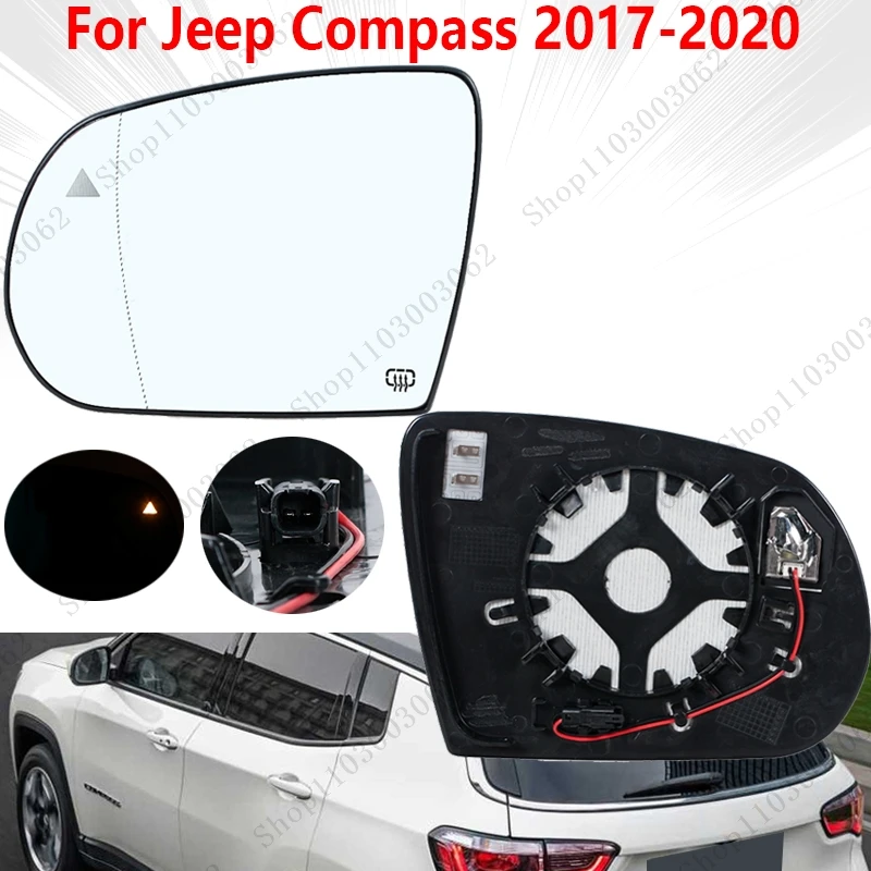 For Jeep Compass 2017 2018 2019 2020 Car Rearview Mirror Glass Outside Door Side Lens With Blind Spots With Heated