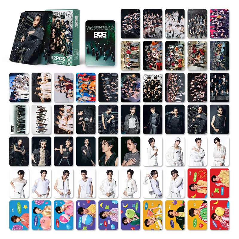 92Pcs/Set KPOP BUS HD Laser Photocards Double Sides LOMO Cards Ungt Nex Thai Alan Marckris Boxed Postcard Non Repeating Stickers