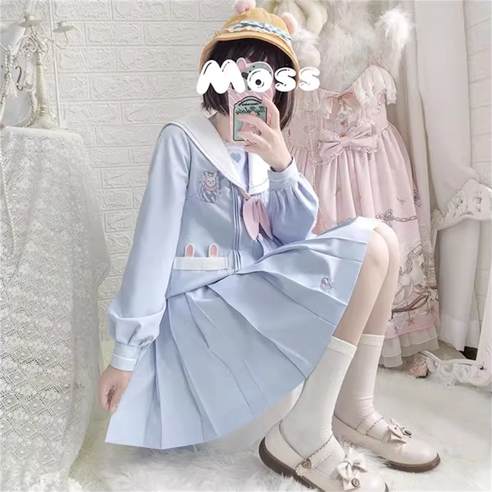 Original Authentic JK Uniform Suit Cute Sailor Suit Sweet Lolita Japanese Tea Party Half Skirt Suit