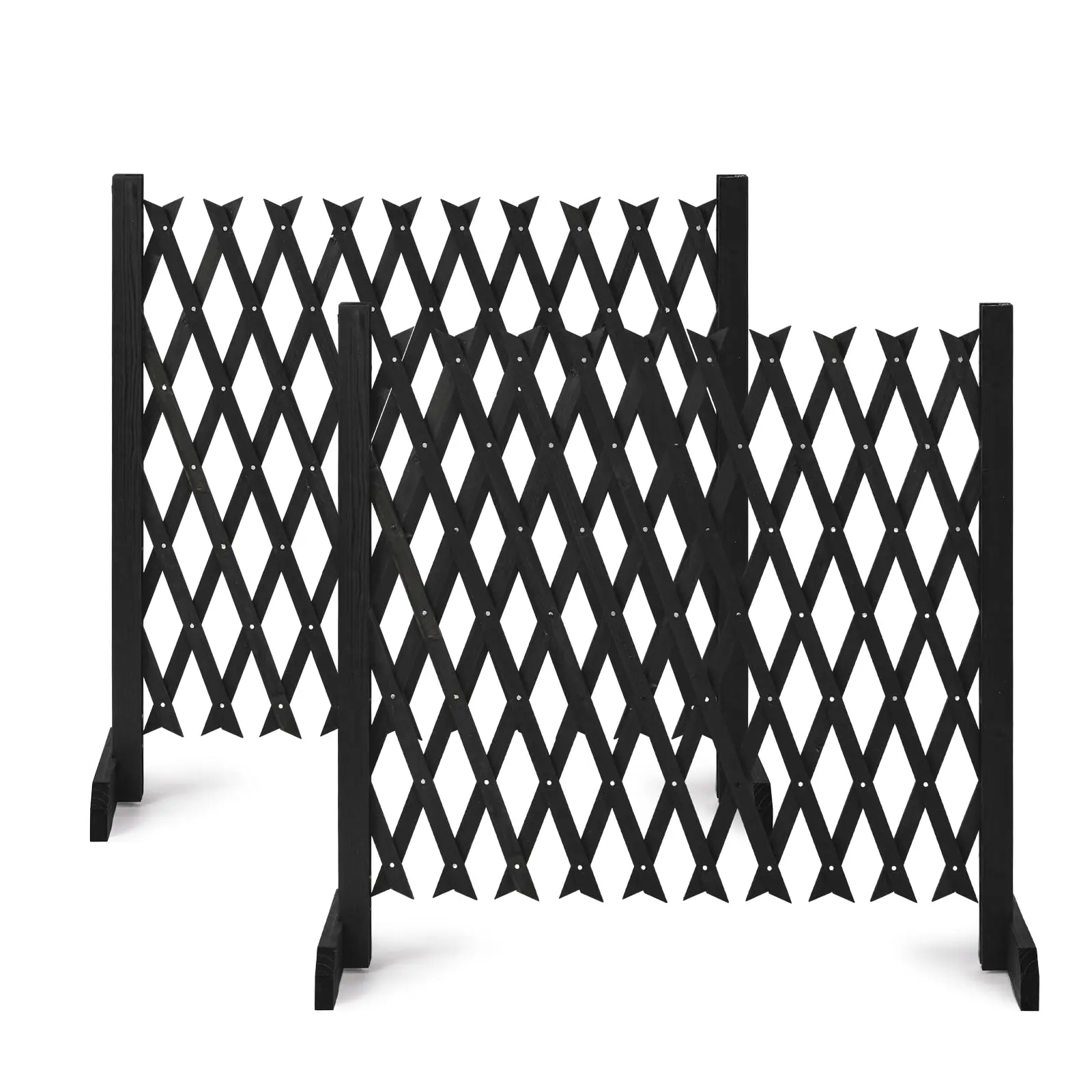 2 Packs Expandable Garden Fence, 27.55in Freestanding Lattice Fence, Solid Wood Retractable Trellis, Wooden Divider