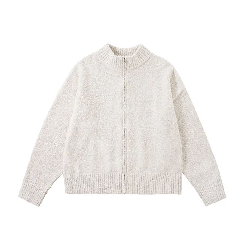 للجنسين سترة سترة 2025 الخريف الشتاء الفاخرة متماسكة سترة الرجعية الوقوف طوق دافئ ملابس خارجية غير رسمية البلوز