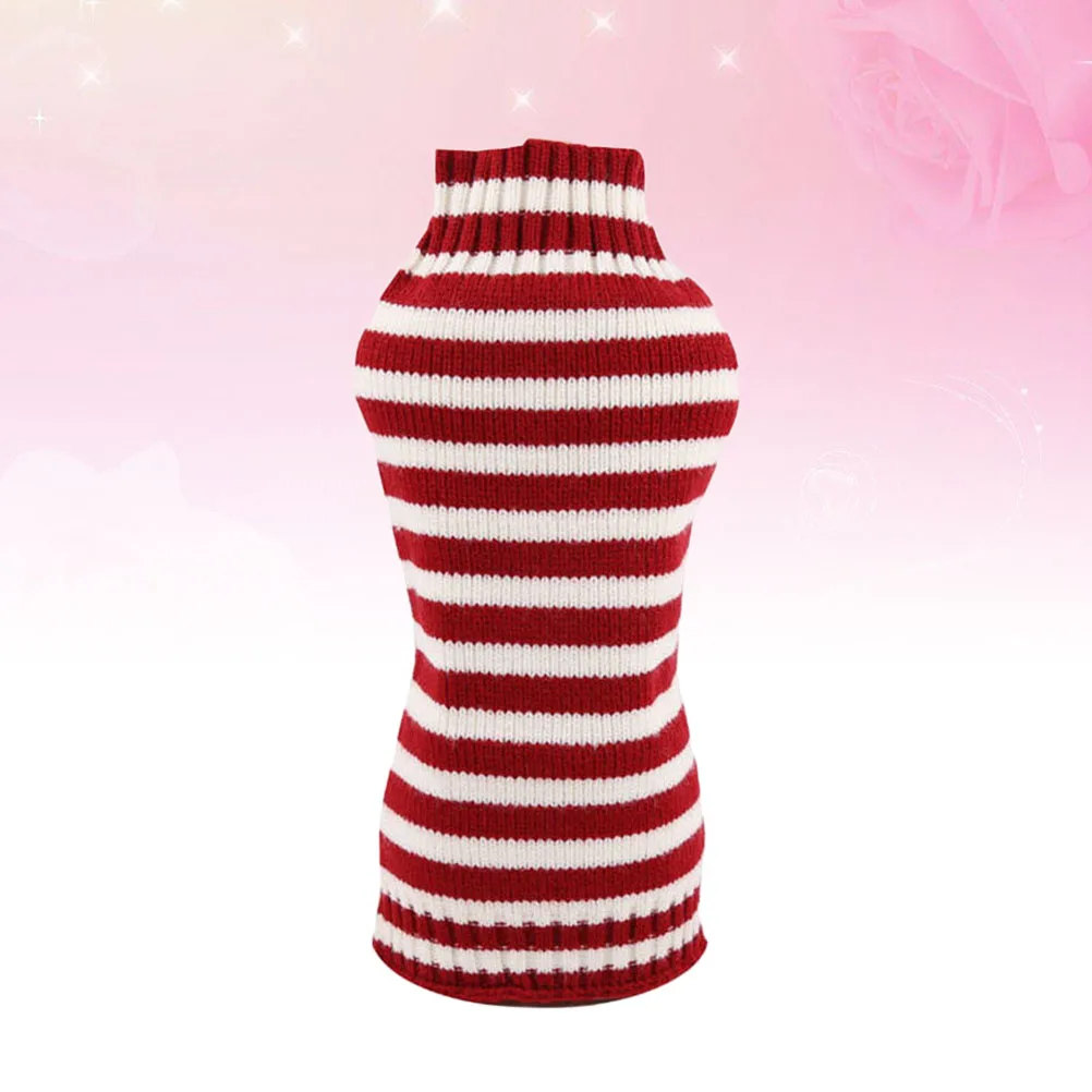 

Red White Stripe Sweater Christmas Pet Costume Woolen Clothes Walking Jogging Outdoor Comfortable Easy Wear Party