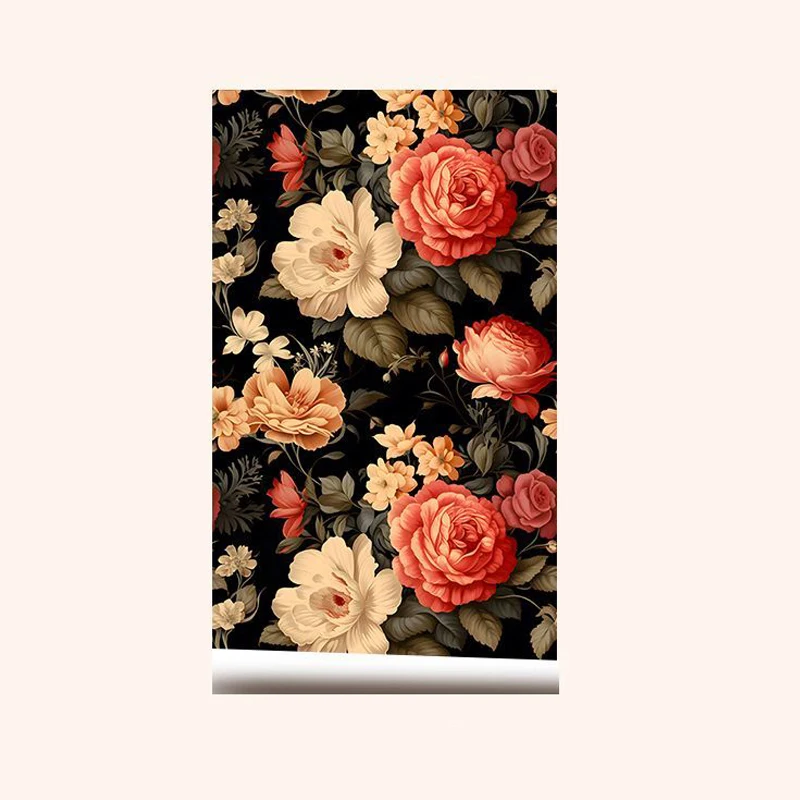 

Multicolor Peony Peel and Stick Wallpaper Vintage Self Adhesive Wall Mural Floral Wallpaper for Bedroom Home Wall Decorations