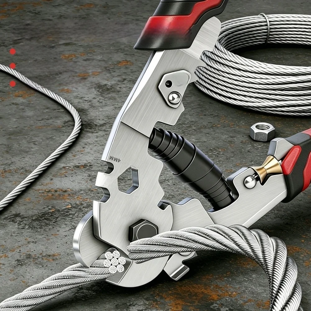 1pc Multifunctional Electrician Wire Stripping And Cutting Pliers Steel Wire Rope Cutting Tool Cable Shear Crimping Pliers