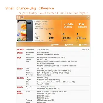 Náhradní sklo pro LG K9 K41S K50S K61, dotykové sklo, přední, vnější, pro LG Stylo 6 Q730 K71, s lepidlem OCA. 10 nejlepší prodej Panel LG Q6 - №4