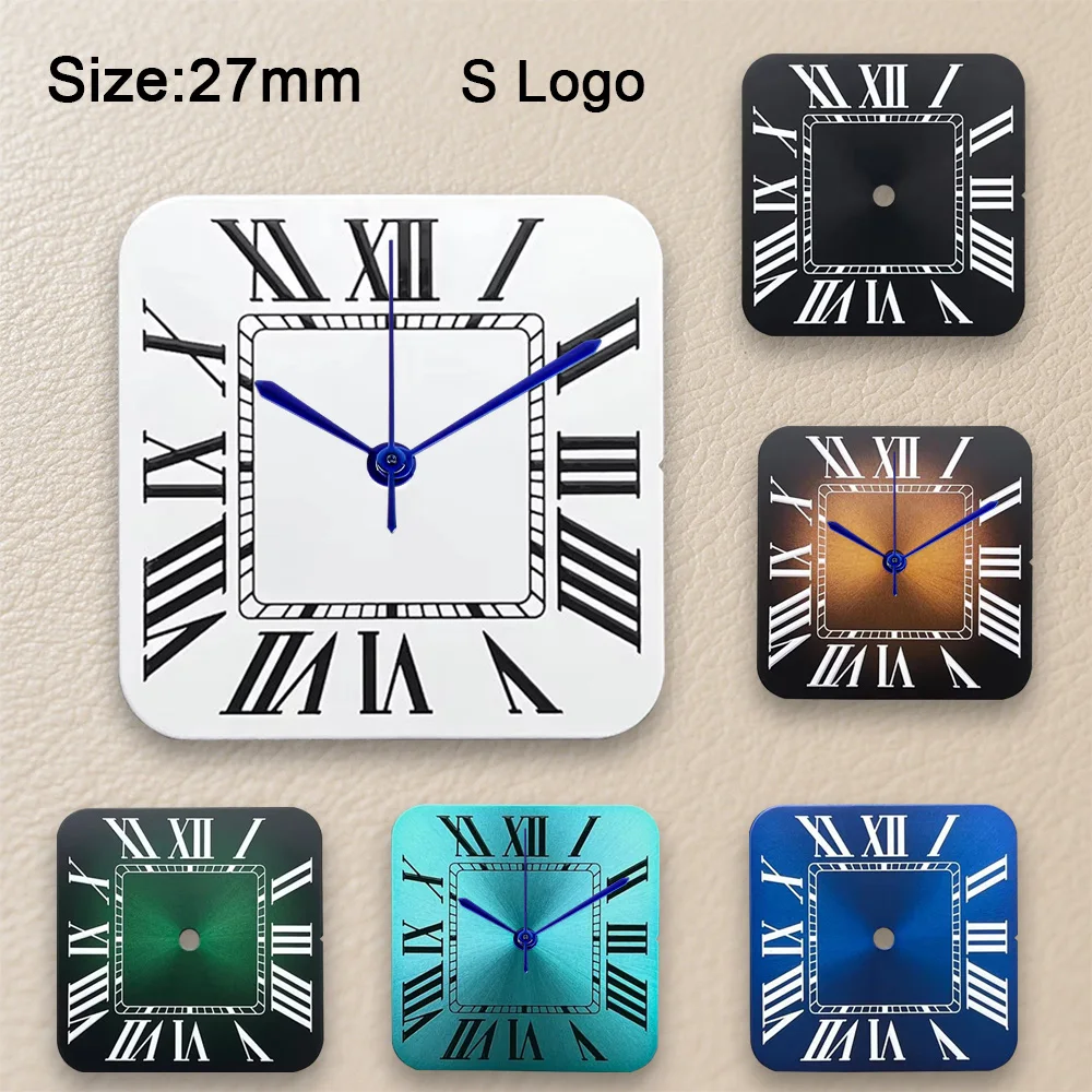 New 27mm Square S Logo Dial Sunburst Roman numerals Suitable For NH35/NH36 Japanese Automatic Movement Watch Modification
