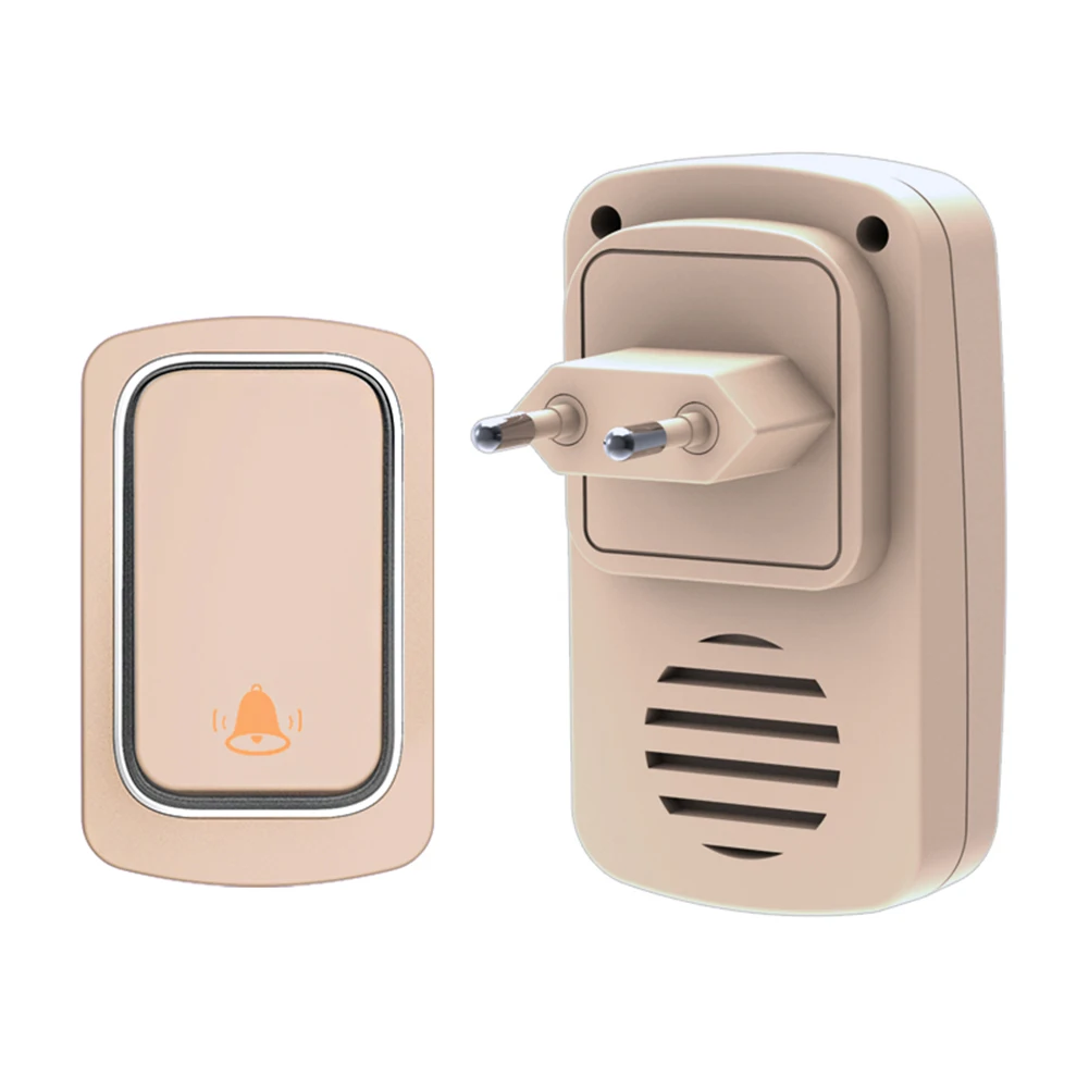 جرس باب صغير مقاوم للماء مع 38 نغمة جرس باب خارجي لا يتطلب بطارية حجم عالٍ للأمن المنزلي قابس الاتحاد الأوروبي/المملكة المتحدة/الولايات المتحدة