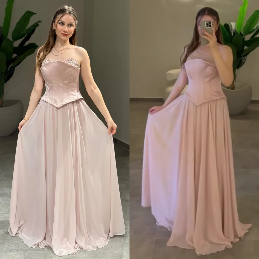 

Индивидуальные шифоновые стразы с вырезом в форме сердца, трапециевидной формы длиной до пола, на заказ, для выпускного вечера, женский вечер, элегантная вечеринка, свадьба