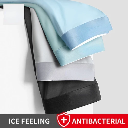 Imagen 2 del producto Bóxer de grafeno para hombre, ropa interior antibacteriana de seda de hielo, sin costuras, transpirable, 4 piezas, 5XL
