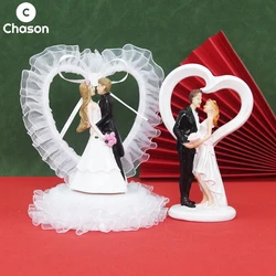 Wedding Anniversary Couple Bride Groom Figurines Car Accessories Valentine's Day Ornaments Home Decoration Resin Crafts Gift