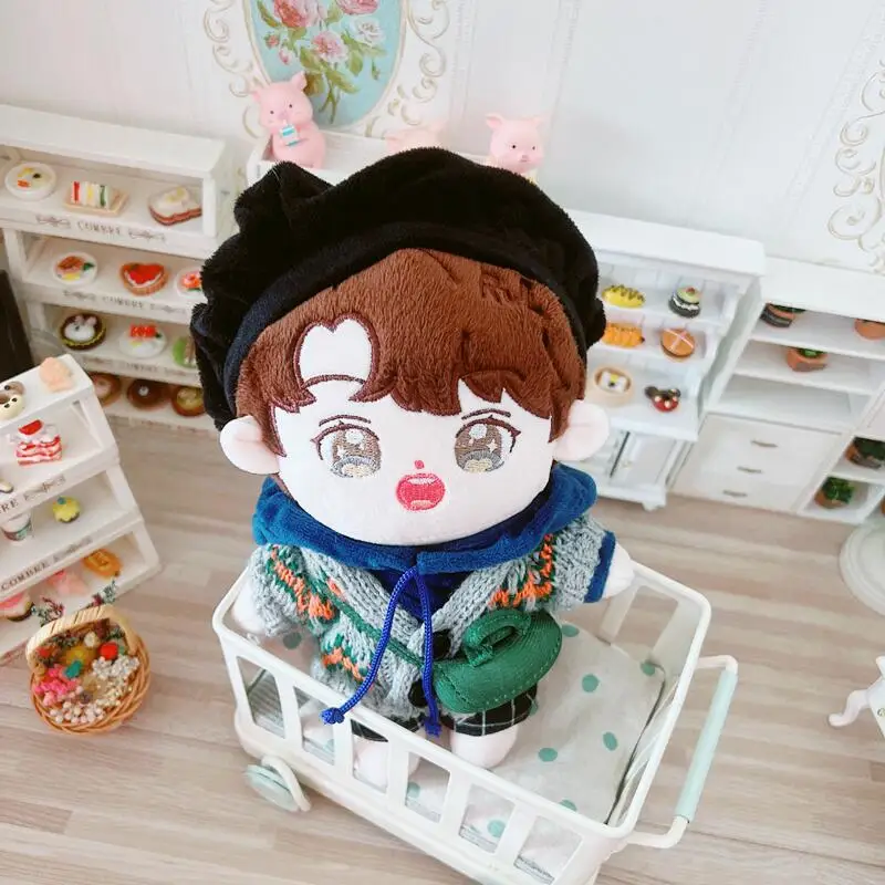 20cm Kpop Idol DIY Curls Hair Cotton Doll Sean Xiao Wang Yibo iKun Gong Jun TNT Ma Jiaqi Toys Plush Stuffed Dolls Figures Gift