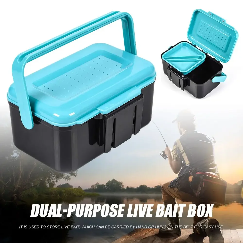 Fly Bass Live Bait Box Hot Carp Fishing Tackle Tilapia Earthworm Lure box hanging waist Blue Red Worm Boxs