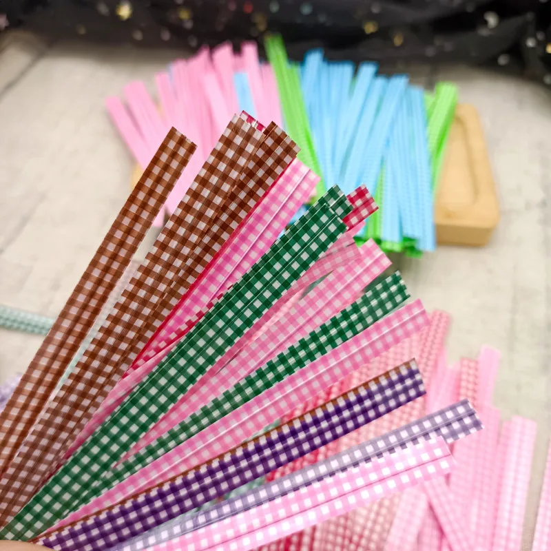 Farb gitter Metallic Twist Tie Draht für Cello tasche Kuchen Lutscher Geschenke Packgae Hochzeits feier DIY Verpackungs werkzeug liefert 12cm – Detail 1