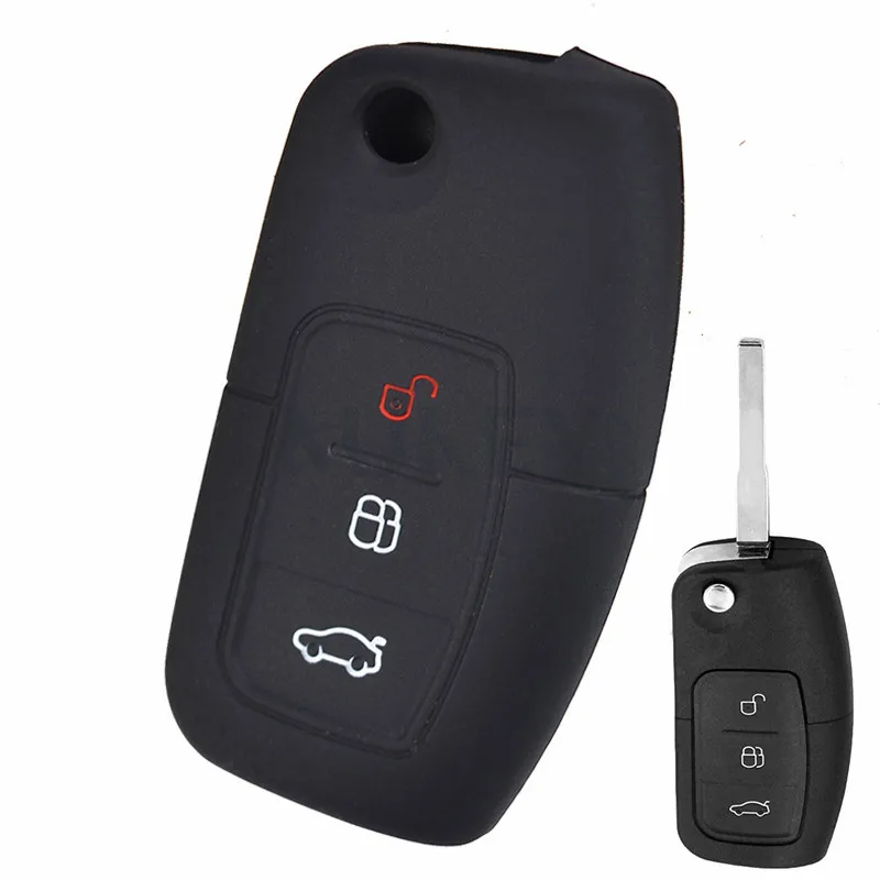 For Ford Focus Fusion Fiesta Ranger KA Kuga C-Max S-Max Galaxy Mondeo Escape Remote Fob Cover Silicone Car Key Case