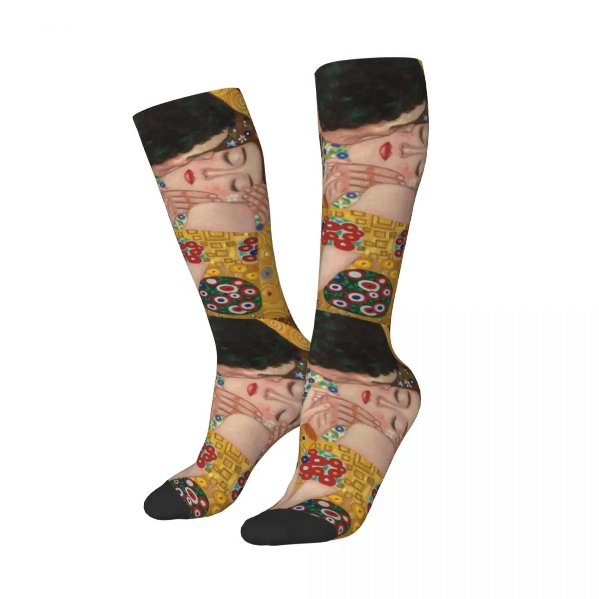 Calcetines altos hasta el muslo de Gustav Klimt para mujer, medias divertidas con arte de pintura sobre la pantorrilla