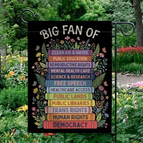 Social Justice Garden Flag Progressive Book Stack Floral Library Yard Decor AAV hhz