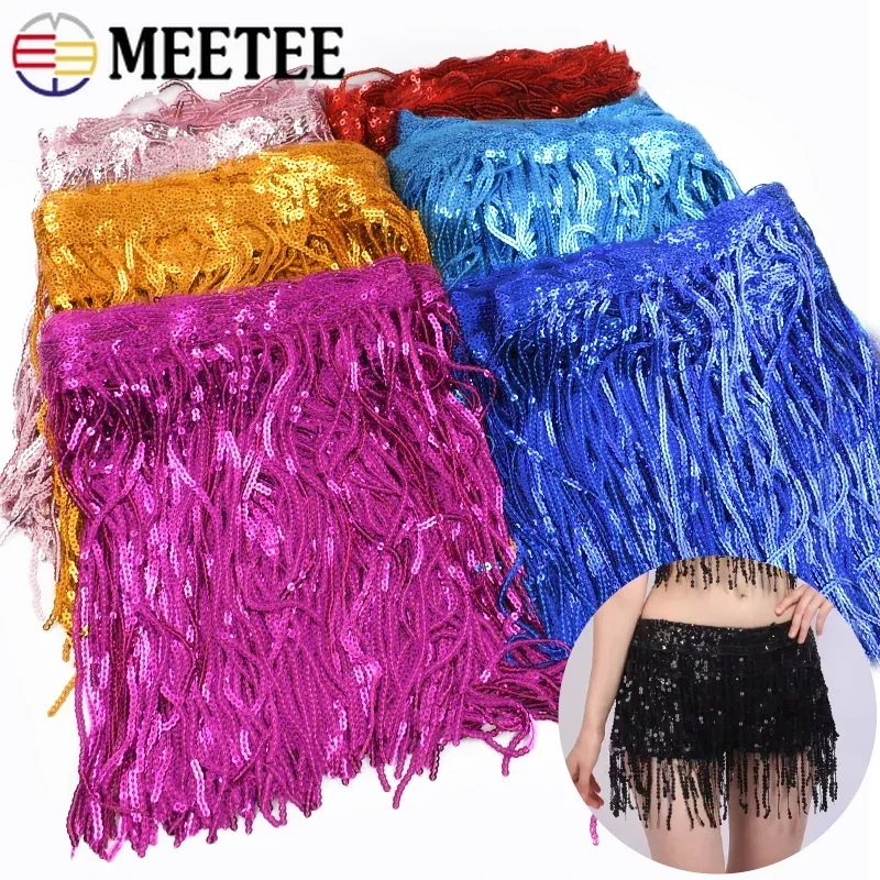 

1-5Yards 20cm Sequins Tassel Fringes for Latin Dance Dress Sewing Lace Trim Ribbon Clothes Decorative Trimming Craft Accessories