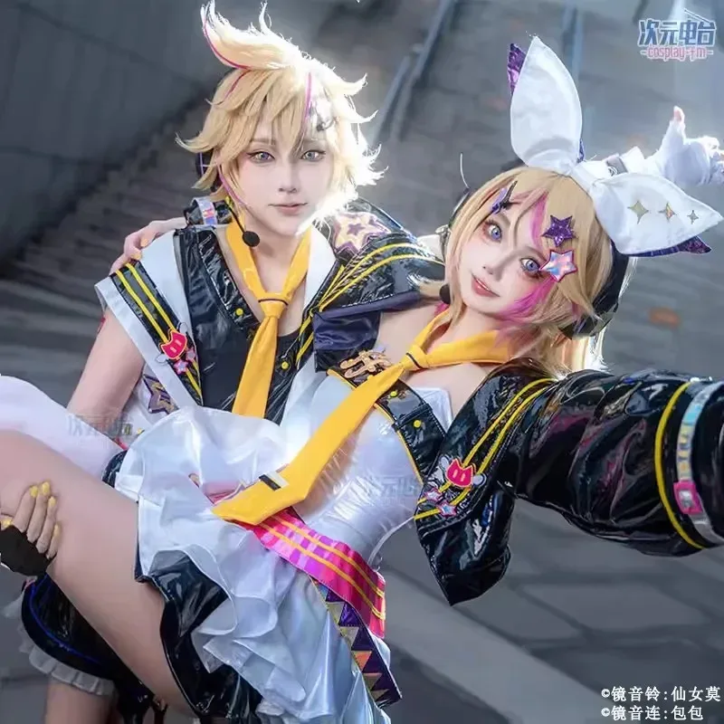 Game Muse Dash and jacket skirt Mikuu Rin Len Uniform Outfits Anime Cosplay Costumes Halloween costume wigv;2,r'6;t.