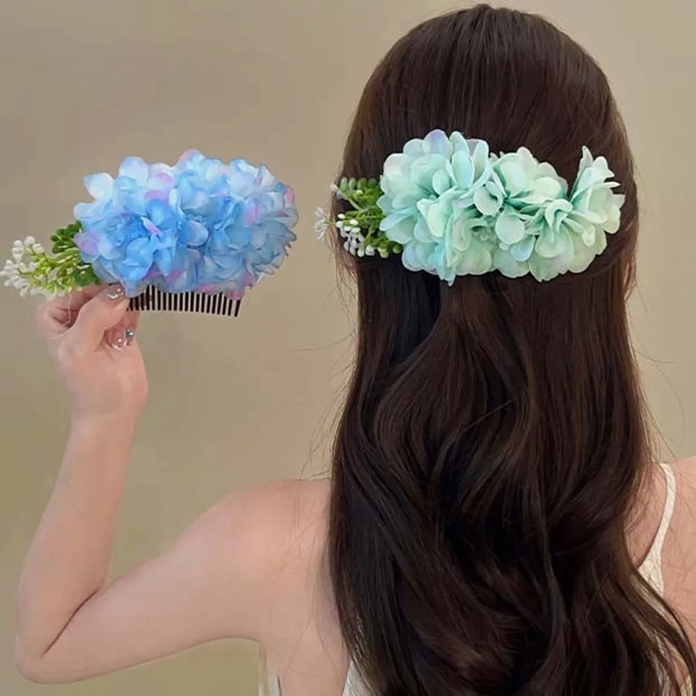 

Elegant Sweet Flowers Hairpin Headwear Thai Style Floral Hair Comb Cloth Plastic Chignon Hair Clips Bride