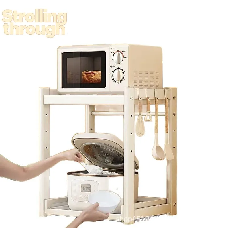 

Thickened kitchen microwave shelf countertop multi-function rice cooker pot holder oven pull-out storage shelf