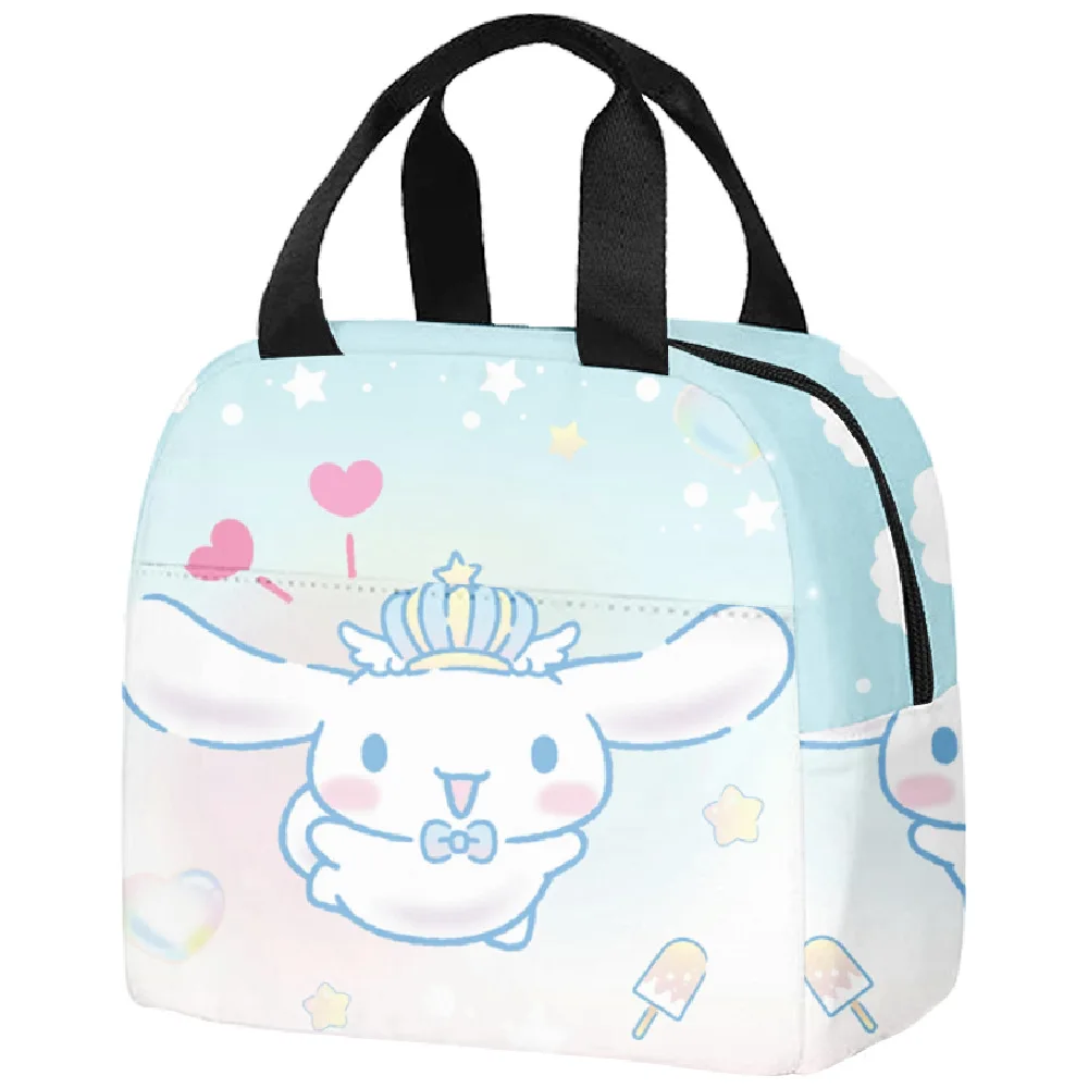 Sanrio Cinnamorolls Series-fiambrera aislante portátil para estudiantes, bolsas de almuerzo con estampado de dibujos animados, bolsa de tela Oxford