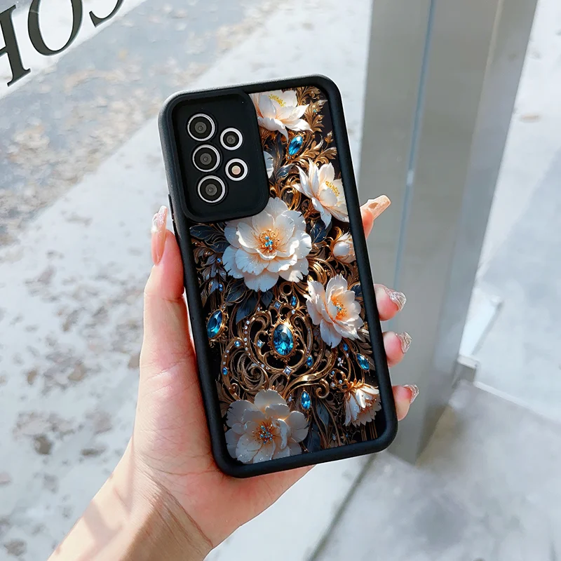 Elegant Gemstone Flower Pattern Phone Case for Motorola Moto Edge 60 50 Fusion 40 Neo G85 G84 G75 G54 G24 G86 G52 G15 Soft Cover view 6