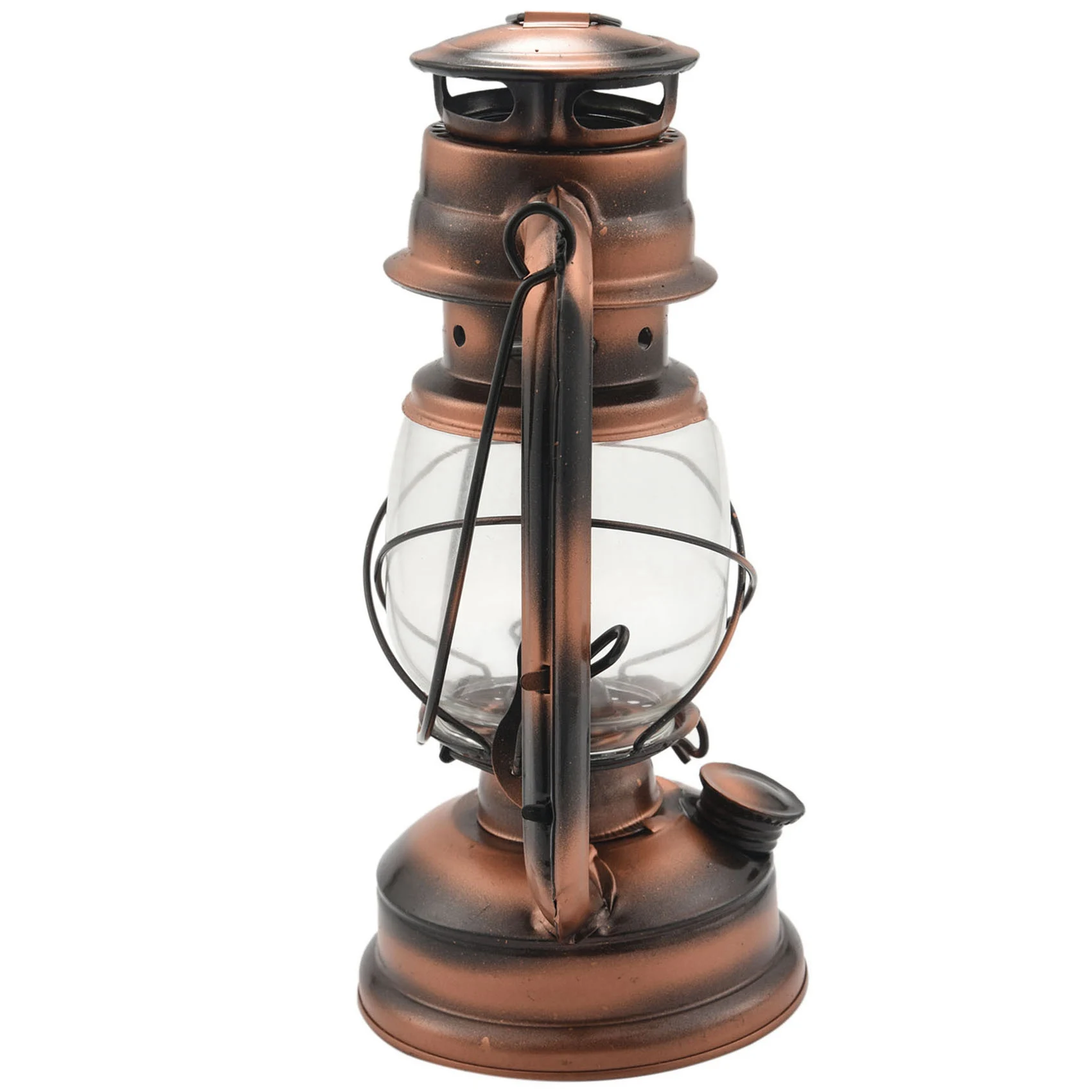 A98E-2Pcs 25Cm Iron Antique Bronze Oil Lanterns (Cover) Nostalgic Portable Outdoor Camping Lamp Leak Proof Seal Camping Light