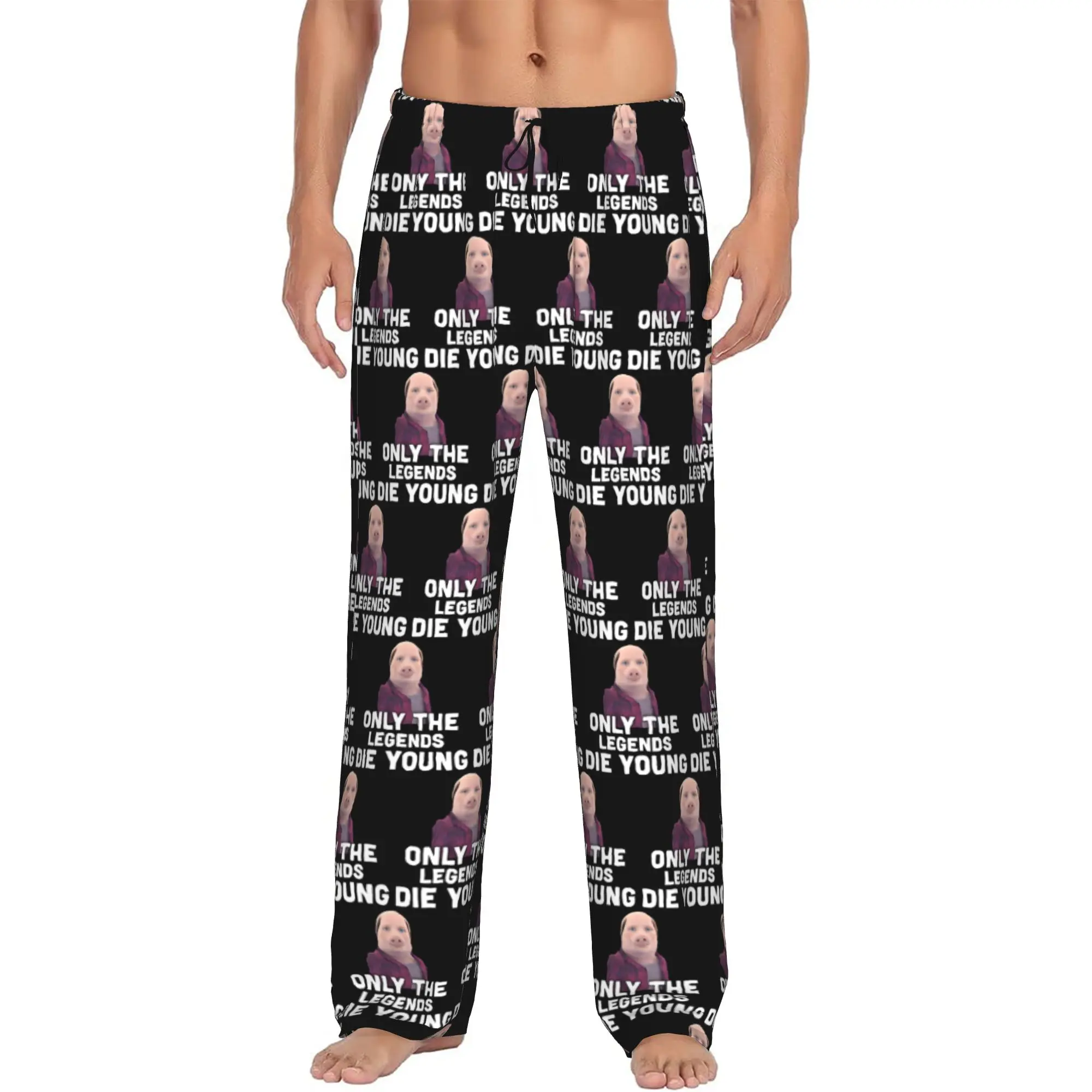 

Custom Men's John pork is calling Pajama Pants Print Funny Pig Sleep Sleepwear Bottoms with Pockets