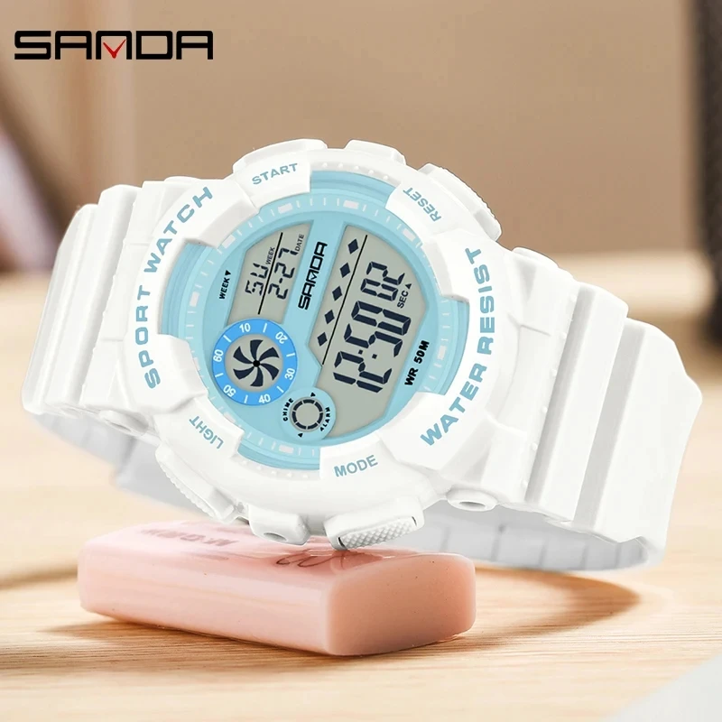 SANDA-reloj electrónico para hombre y mujer, pulsera luminosa, resistente al agua, creativa, para deportes al aire libre, regalo, 6114