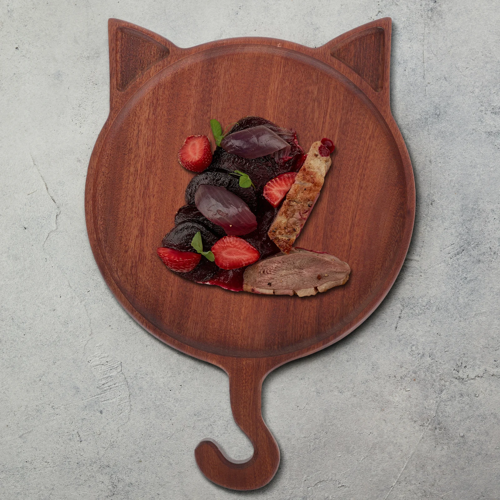 

1pc Wooden Plate Cat Shape Food Tray For Home Kitchen Dining Table Decoration Ebony Pastry Board Pizza Serving Tray