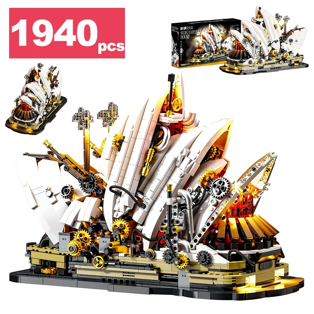 

1940Pcs Sydney Opera House Building Block Sets MOC With Lighting Famous Architecture Model Brick Kit Adult Children Toy DIY Gift