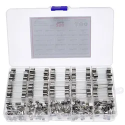 250Pcs Set Kit Glass Fuses 5x20mm 6x30mm Fuse Assorted Mixde Box Quick Blow Glass Tube Fast-blow Glass Fuses 1-20A 250v