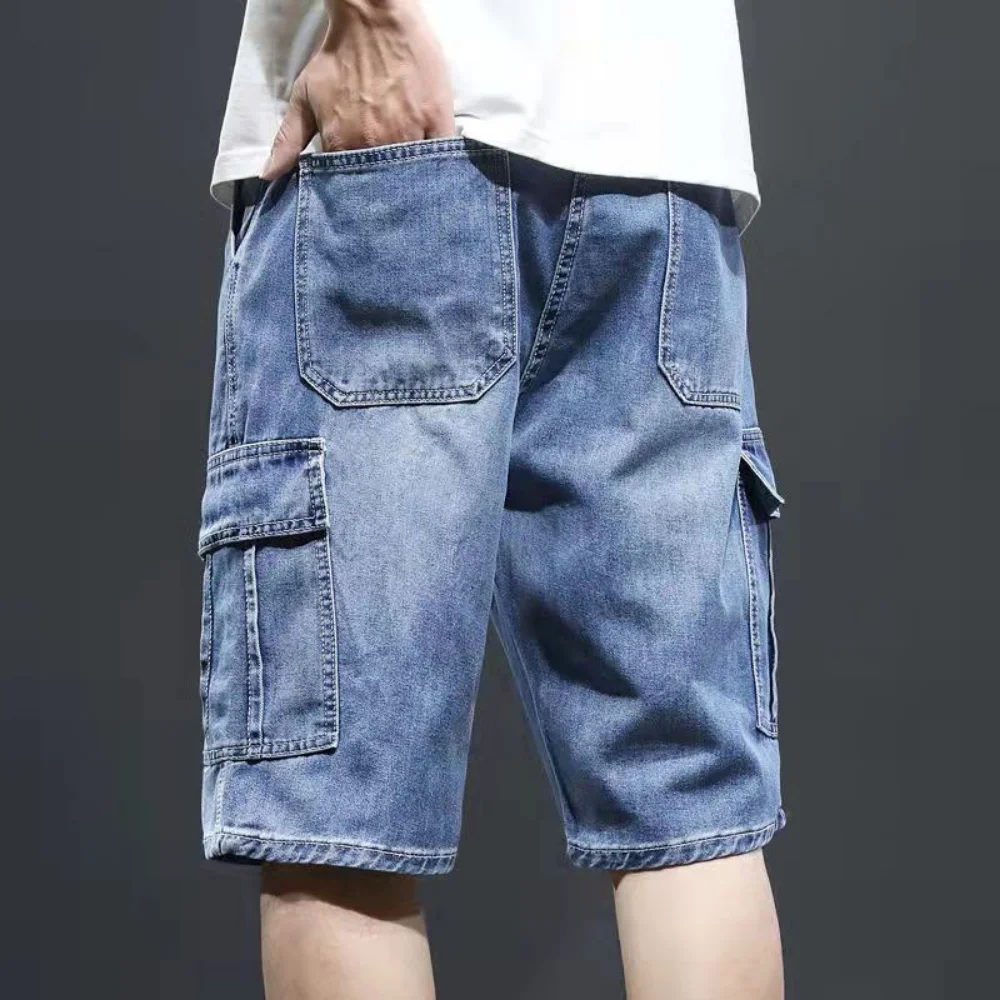 Summer Denim Shorts Men's  Loose Multi-pocket Tooling Five-point Pants   men clothing  baggy jeans  jeans for men  mens pants