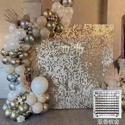 64pcs/lot Square Sequins Wall Panel Birthday Decoration Shimmer Wall Sequin Backdrop Wedding Party Decor Bling Photo Backdrop