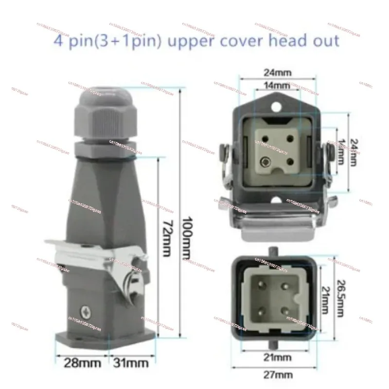 

Прямоугольная авиационная розетка, HDC HA 4, 5, 6, 8-контактный водонепроницаемый сверхмощный разъем «папа-мама»