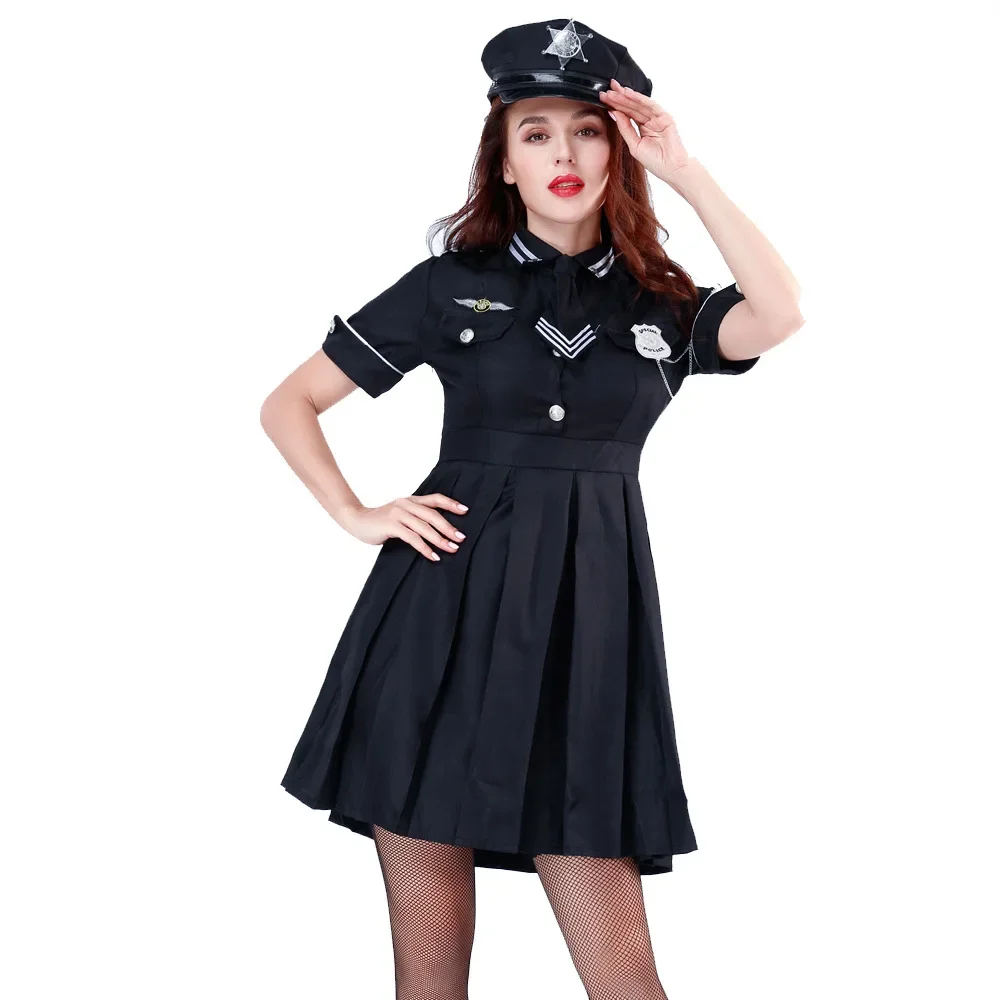 

Sexy Female Cop Police Officer Uniform Policewomen Costume Halloween Adult Women Police Cosplay Fancy Dress