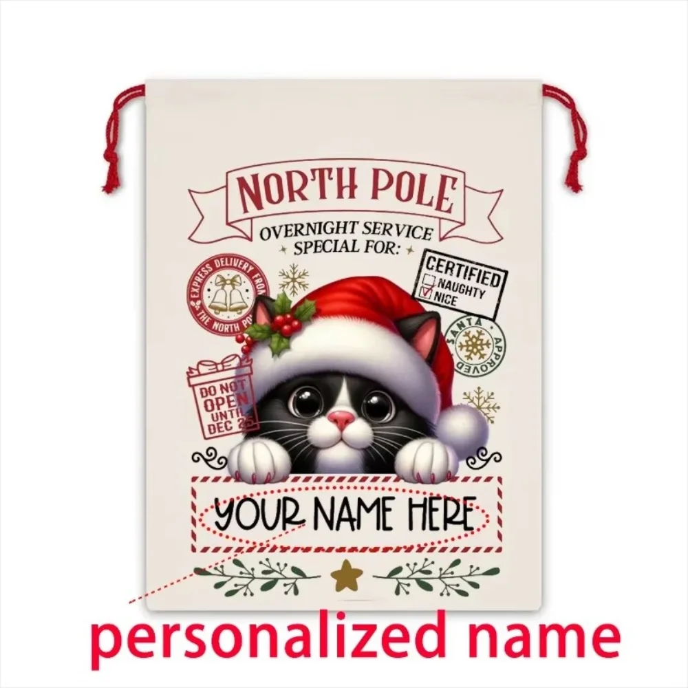 20 pçs nome personalizado sacos de presente de natal saco de papai noel enfeites de natal presentes de natal de ano novo para crianças meninos meninas adolescentes