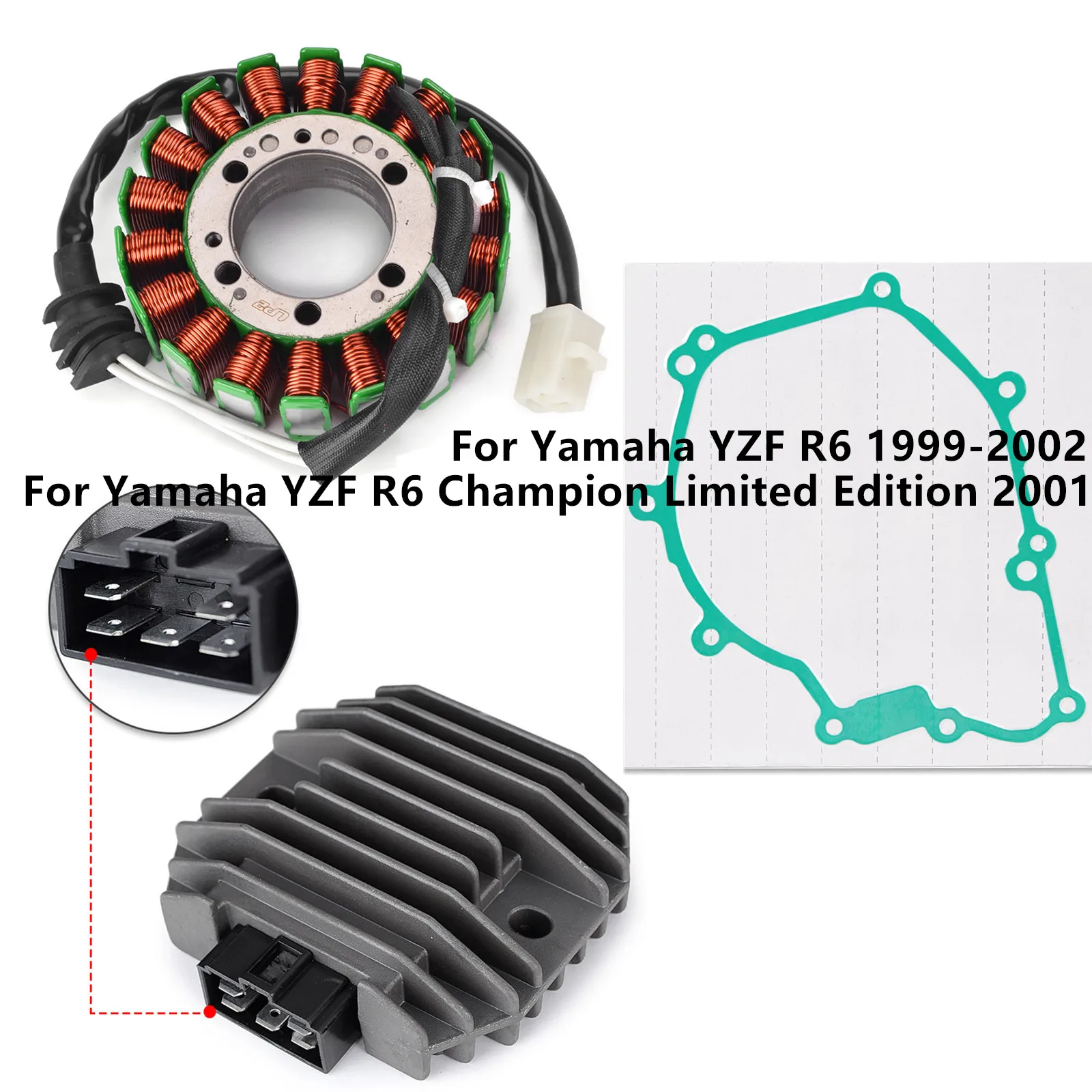 Stator Coil Regulator Rectifier Gasket For Yamaha YZF R6 1999-2002 YZF-R6 Champion Limited Edition 2001 5EB-81410-00