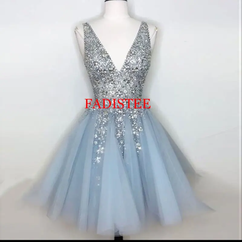 New Arrivals Sexy V-neck Prom Dresses Short Party Dress Vestidos De Fiesta Elegantes Para Mujer Cocktail Dresses Customized