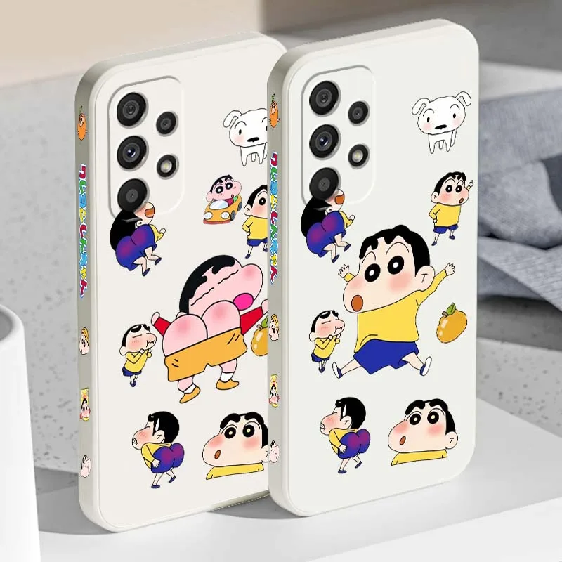 

Fashion S-Shin-chans Anime For Samsung A71 A72 A73 A51 A52 A53 A54 A55 A21s A35 A34 A32 A03 5G Liquid Left Rope Phone Case