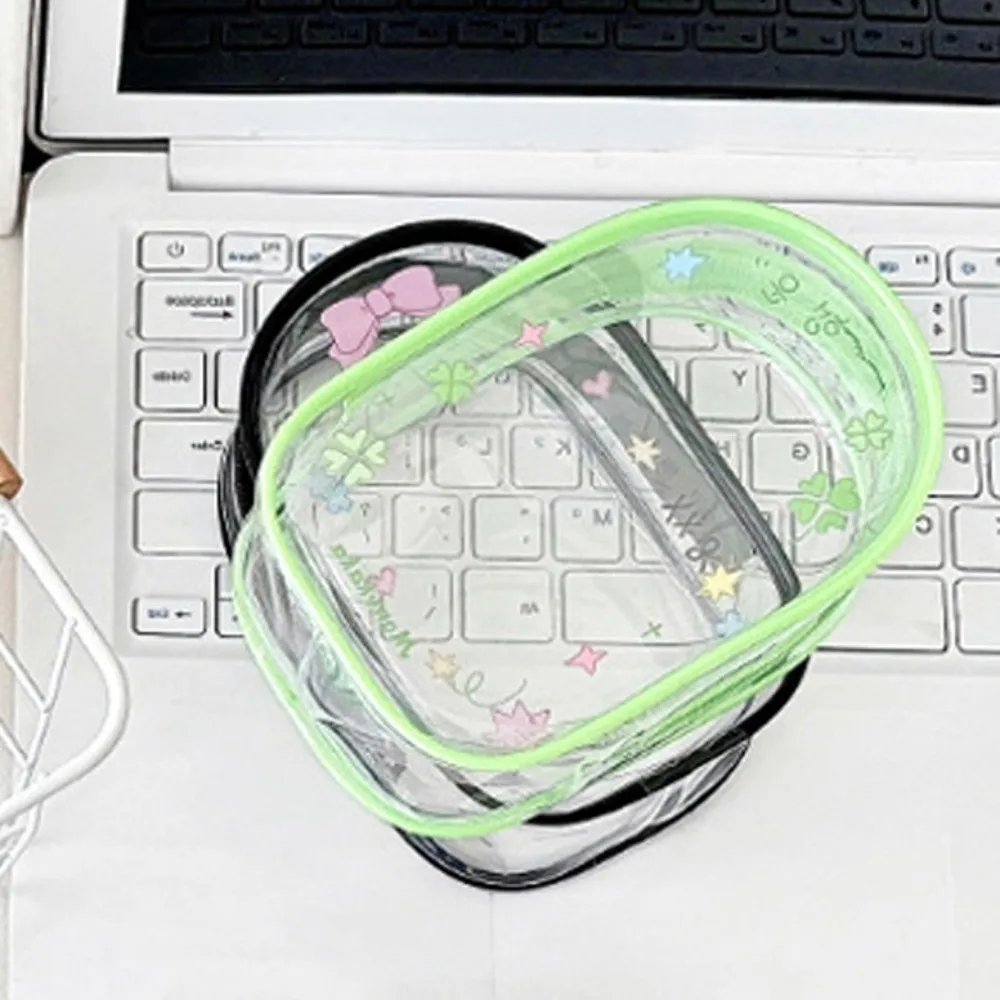 Sac transparent de 10 cm au design de dessin animé Kawaii, sac de rangement à fermeture éclair transparente en PVC, sac de présentation extérieur mignon