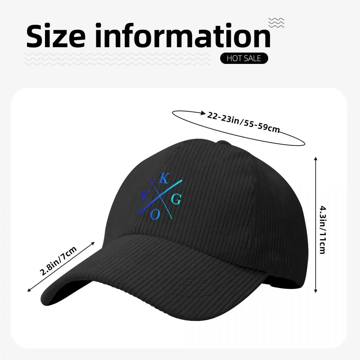 Kygo saturated sky Corduroy Baseball Cap Beach Outing Sunscreen Men Women's image 4