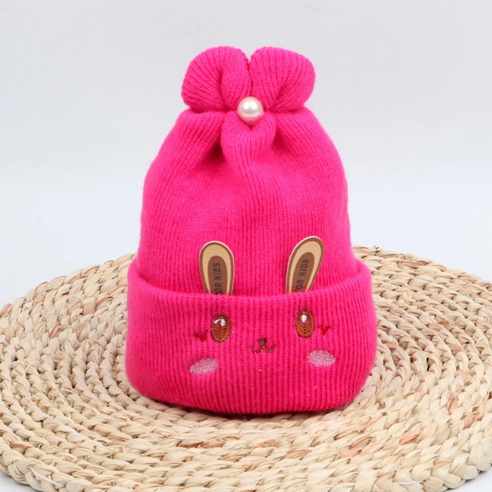 Cotton Newborn Baby Cashmere Fetal Cap Autumn Winter Girl Boy Woolen Hats Cute Bunny Cartoon Warm Caps For Kids 0-9 Month