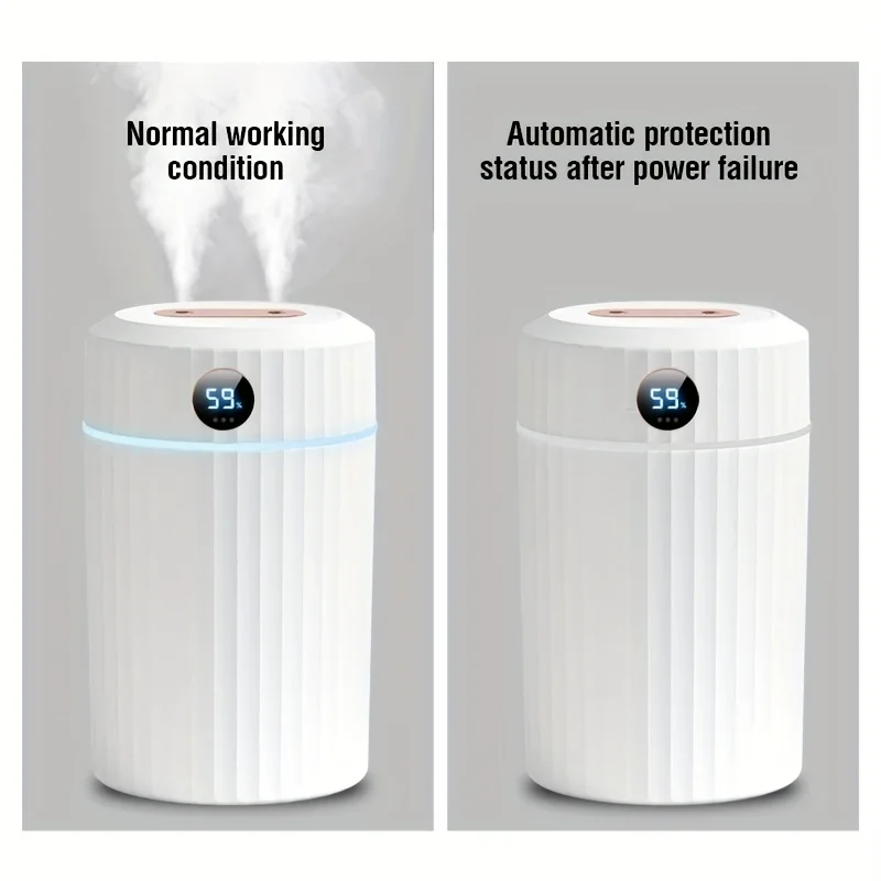 1pc 2L Double Jet Humidifier with Display - Improve Air Quality and Health with Adjustable Mist Levels and Automatic Shut-Off